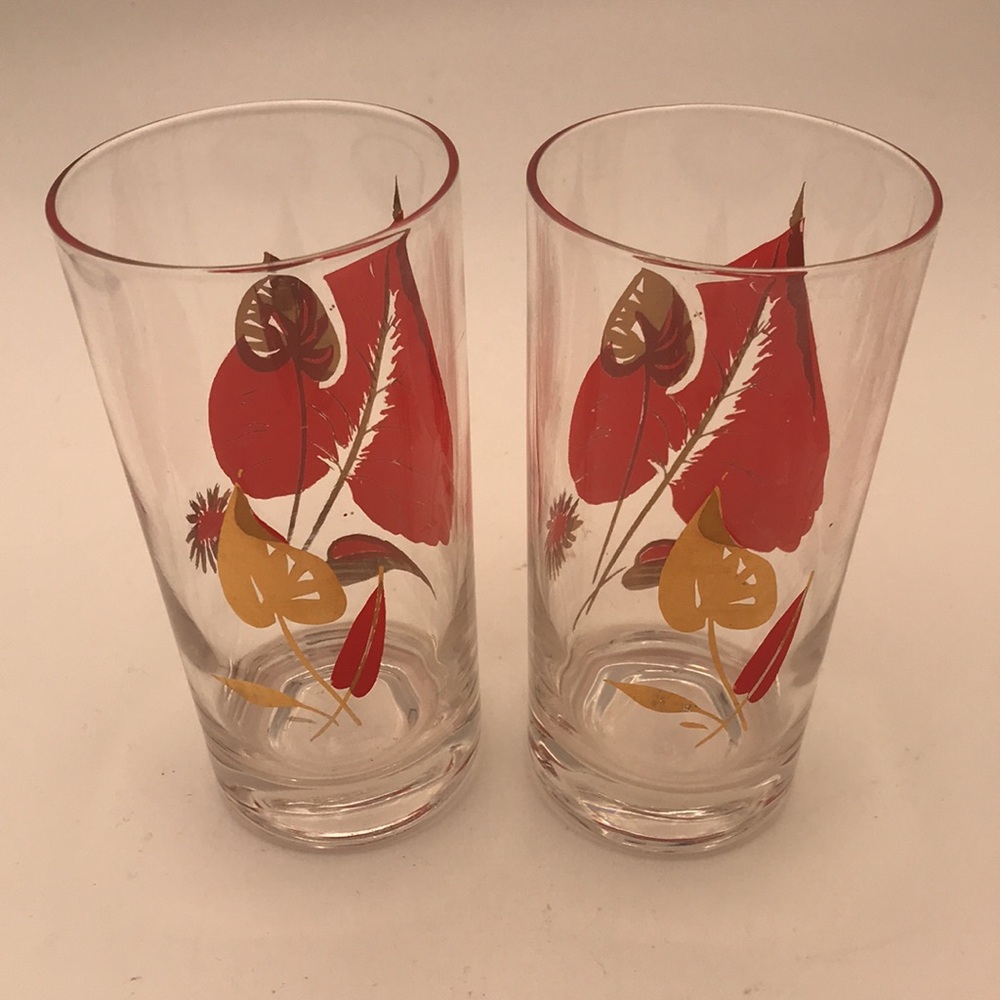 Federal Glass MCM/VTG Leaves Deluxe Drinking/Highball Glasses (Set of 6) - Picture 5 of 9
